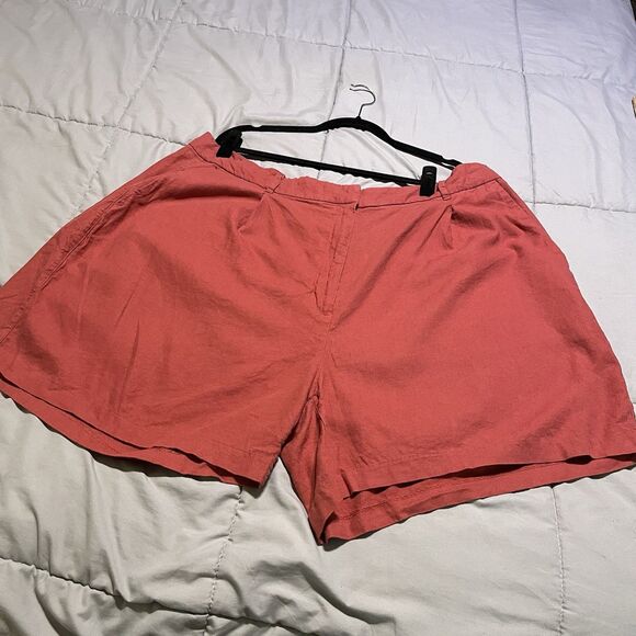 Old Navy Linen Blend High Rise Shorts Beachy Coastal Womens Size 3X Pockets - Picture 7 of 8